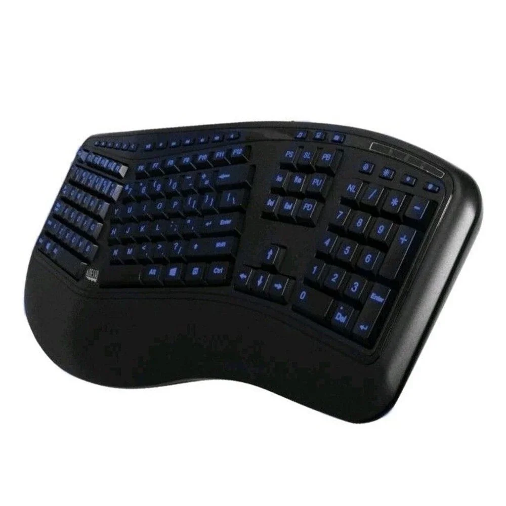 Adesso Desktop Ergonomic keyboard 3-Color Illuminated USB wired AKB-150EB